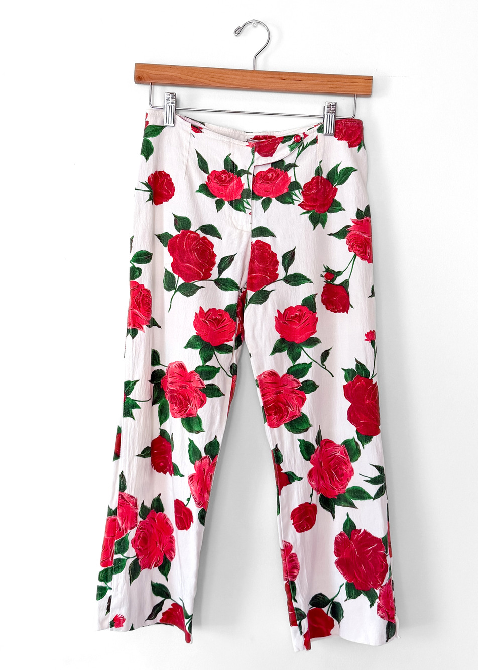 Vintage 90s 00s Habana Rose Print Denim Capri Pants